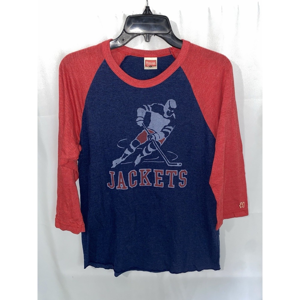 Homage Columbus Blue Jackets‎ Hockey Raglan 3/4 Sleeve Shirt Medium